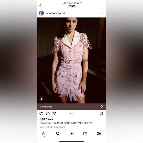 Self-Portrait Dresses Self Portrait Pink Rose Lace Mini Dress